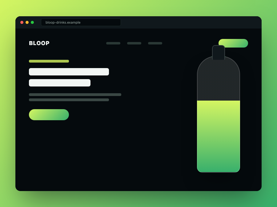 Beispiel-Mockup einer Getränke-Markenwebseite